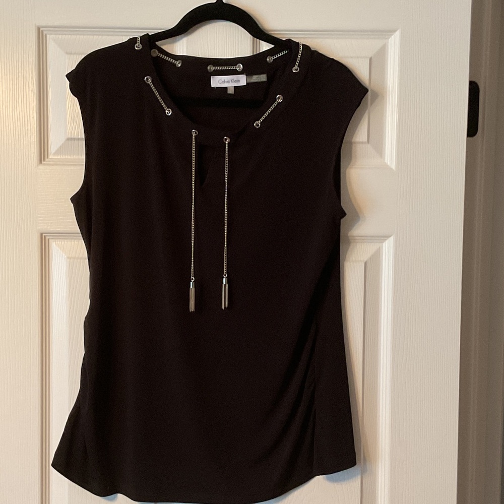 Calvin Klein Black Blouse with Chain Detail